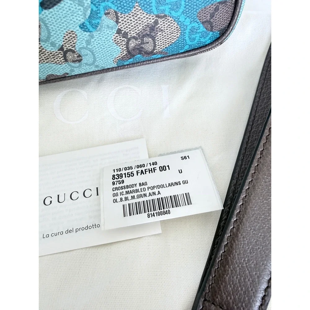 Gucci GG Marbled Pop Camo Crossbody Bag Blue Brown 839155 FAFHF 001
